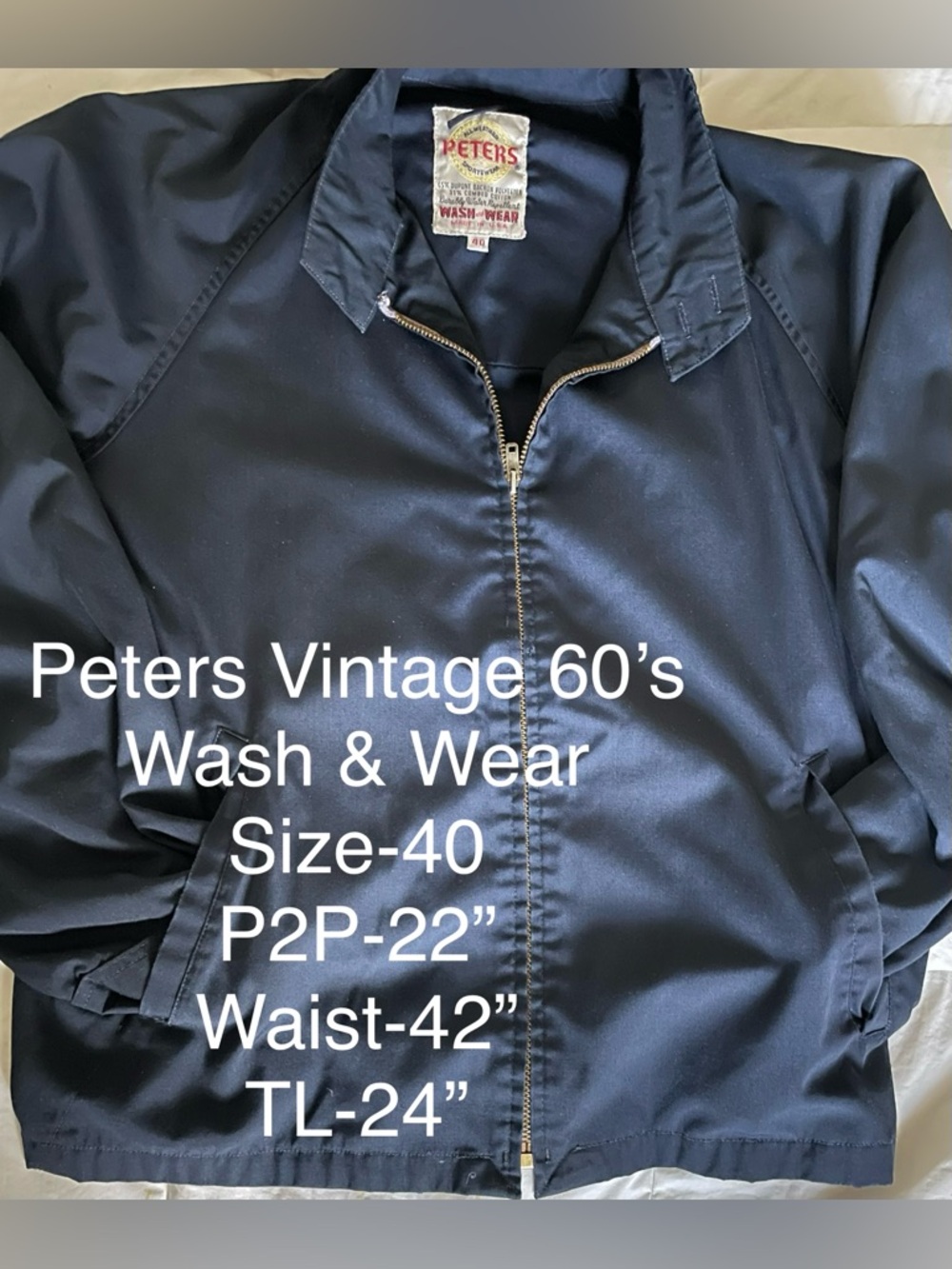 PETERS WASH & WEAR VINTAGE NAVY BLUE JACKET SIZE-40 WOMENS too!